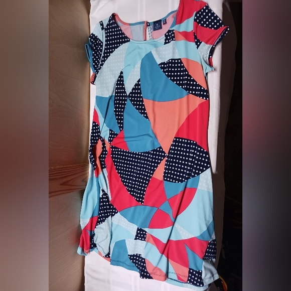 Kaari Blue Dress/ Size M/ Stretch, Pullover, Keyhole, Short Sleeve - Picture 3 of 11